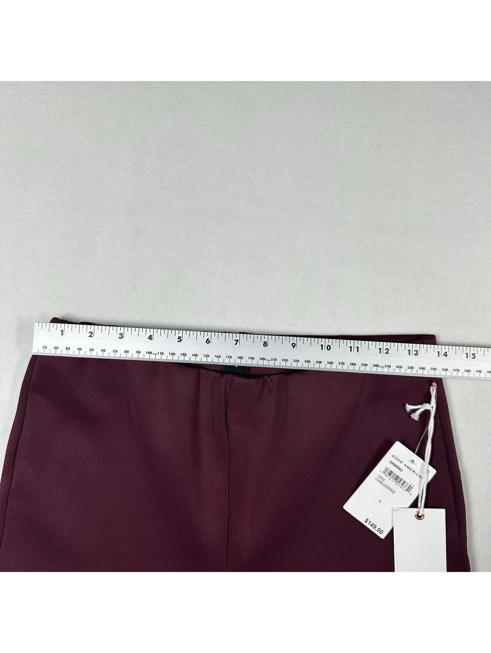 Good American Scuba Boss Pull On Slim Fit Pant Oxblood Ankle Zip Size L NWT